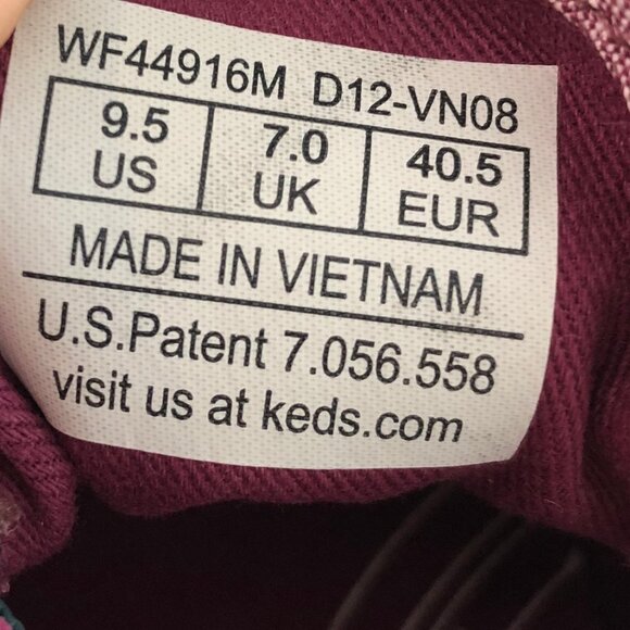 Keds Canvas Lace Up Denim Sneakers Prpl Pink w Teal Trim + Striped Laces Sz 9.5 - Picture 11 of 12